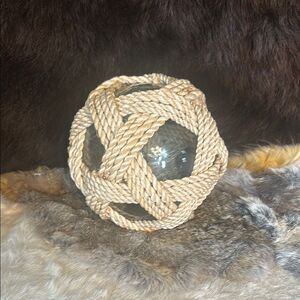 Rustic Tan Rope Glass Sphere (4175)